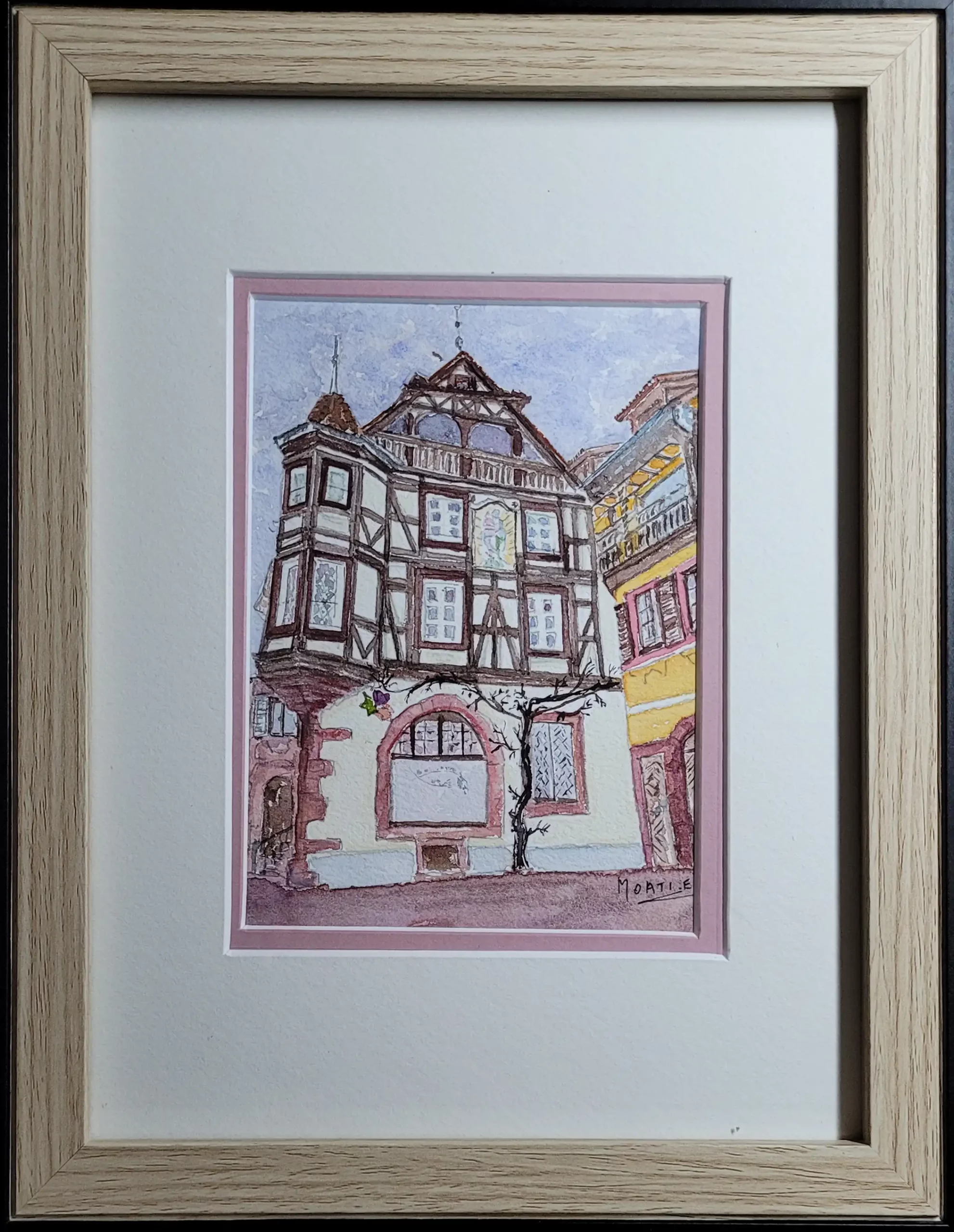 105 La Maison Loewert 1739 avec colombage et Oriel d'angle à Kaysersberg